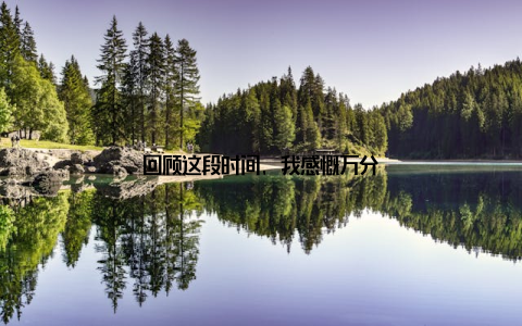 回顾这段时间, 我感慨万分