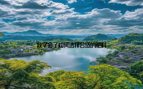 我学会了如何选择合适的肥料