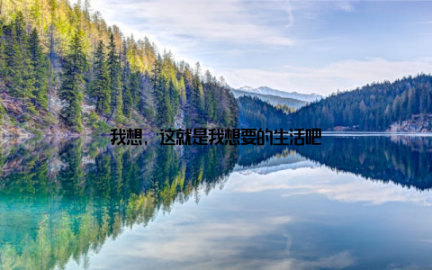 我想, 这就是我想要的生活吧